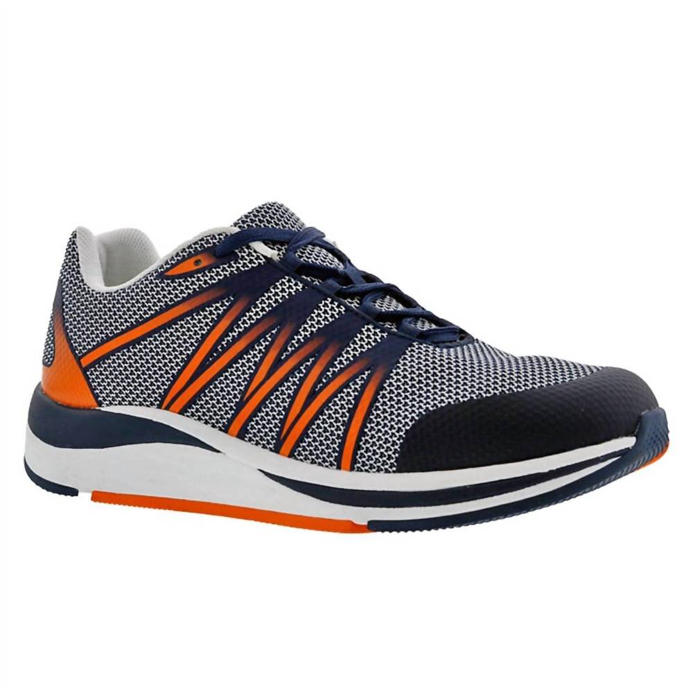 NEW DREW men's player athletic sneakers in navy/orange